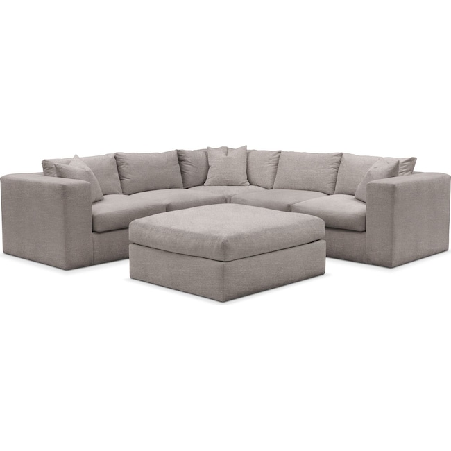 Living Room Furniture - Collin 5-Piece Sectional with Ottoman