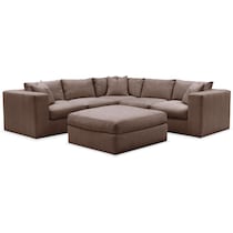 collin dark brown  pc sectional and ottoman   