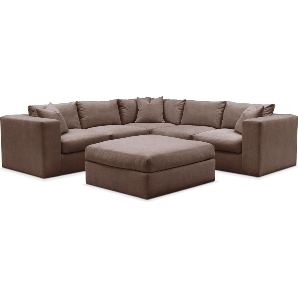 collin dark brown  pc sectional and ottoman   