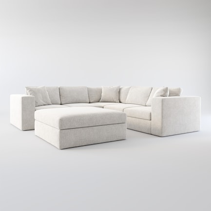 Collin 5-Piece Foam Comfort Sectional and Ottoman - Burmese Granite