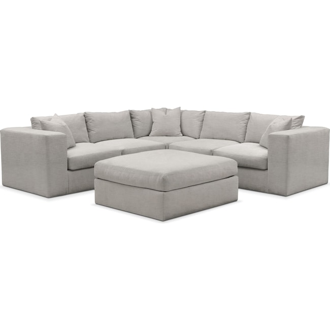 Living Room Furniture - Collin 5-Piece Sectional with Ottoman