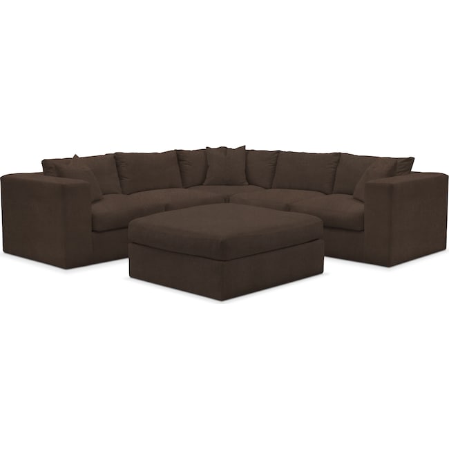 Living Room Furniture - Collin 5-Piece Sectional with Ottoman