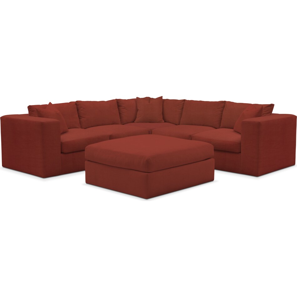 collin orange  pc sectional and ottoman   