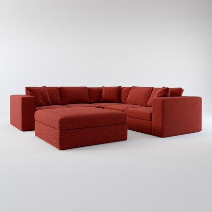 Collin Foam Comfort 5-Piece Sectional and Ottoman - Bloke Brick