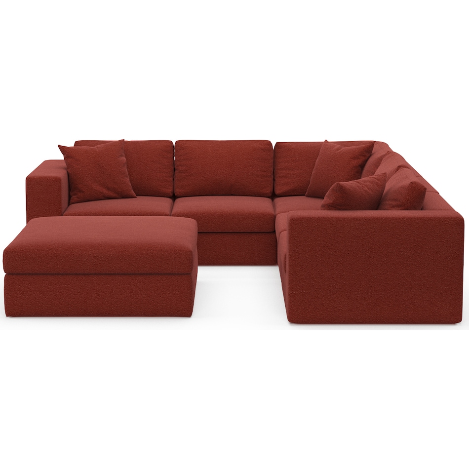 collin red  pc sectional and ottoman   