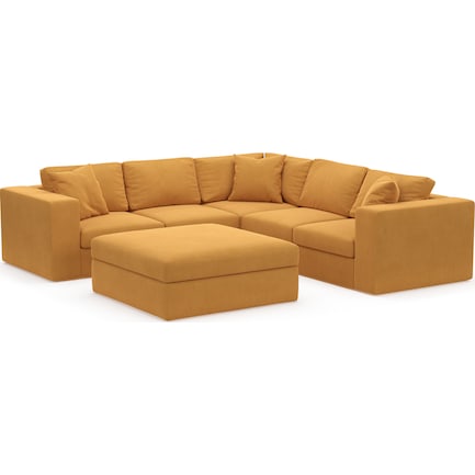 Collin Foam Comfort 5-Piece Sectional with Ottoman - Bella Harvest