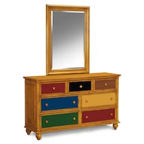 colorworks pine honey pine dresser & mirror   