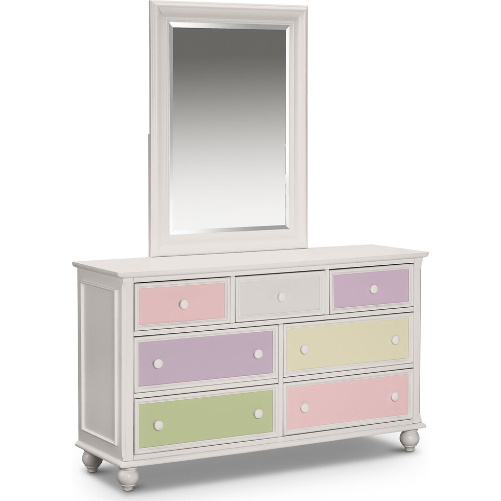 colorworks white white dresser & mirror   