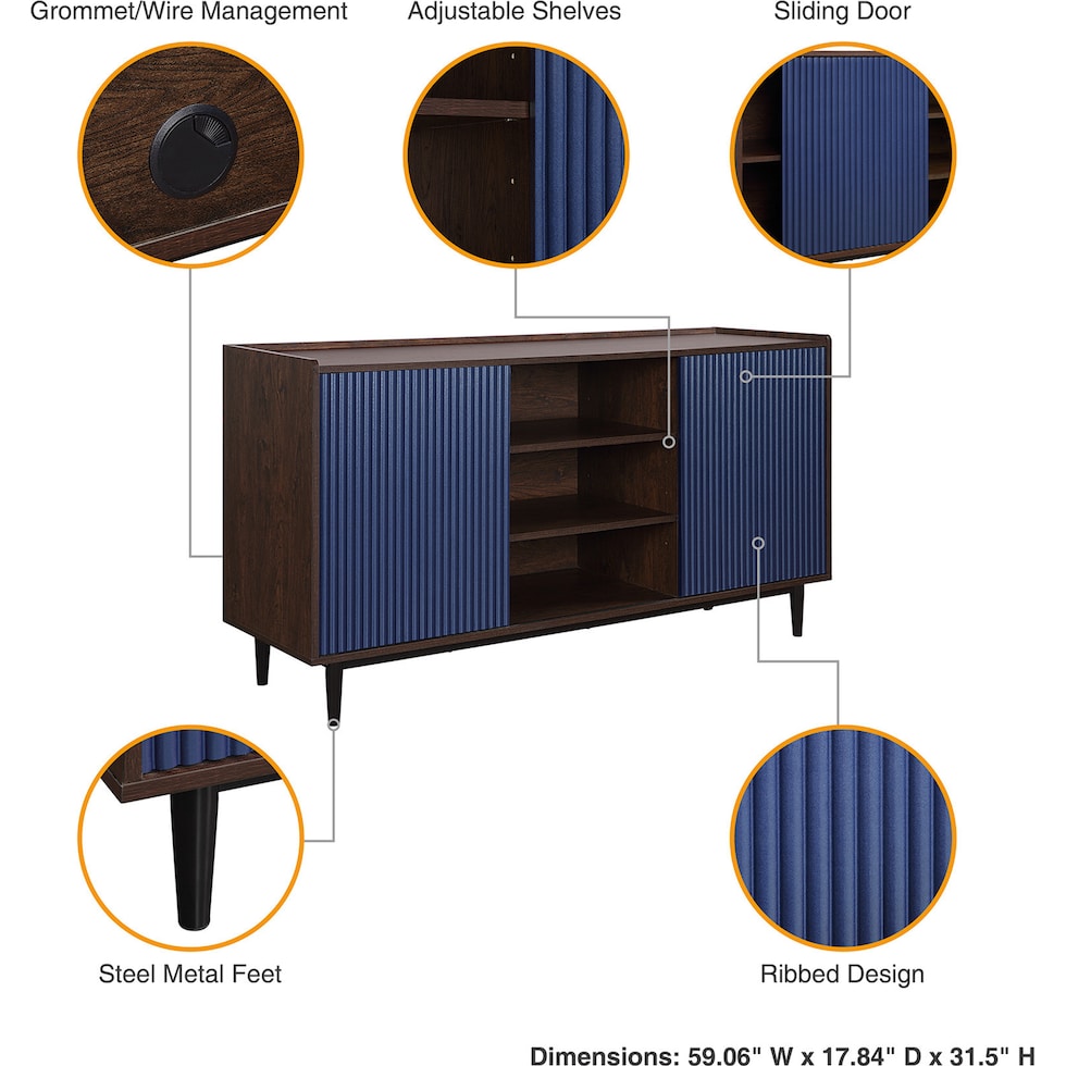 colter dark brown navy blue sideboard   