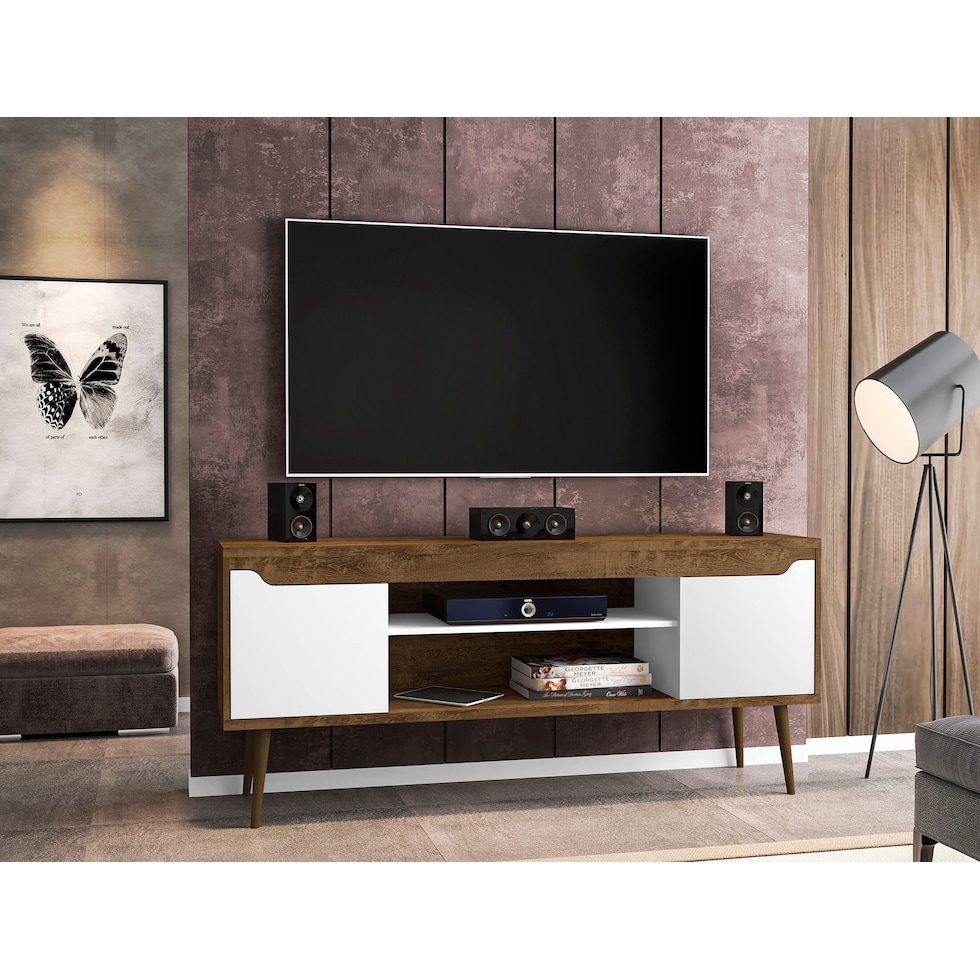 columbia brown white tv stand   