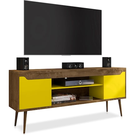 Columbia 63" TV Stand - Brown/Yellow