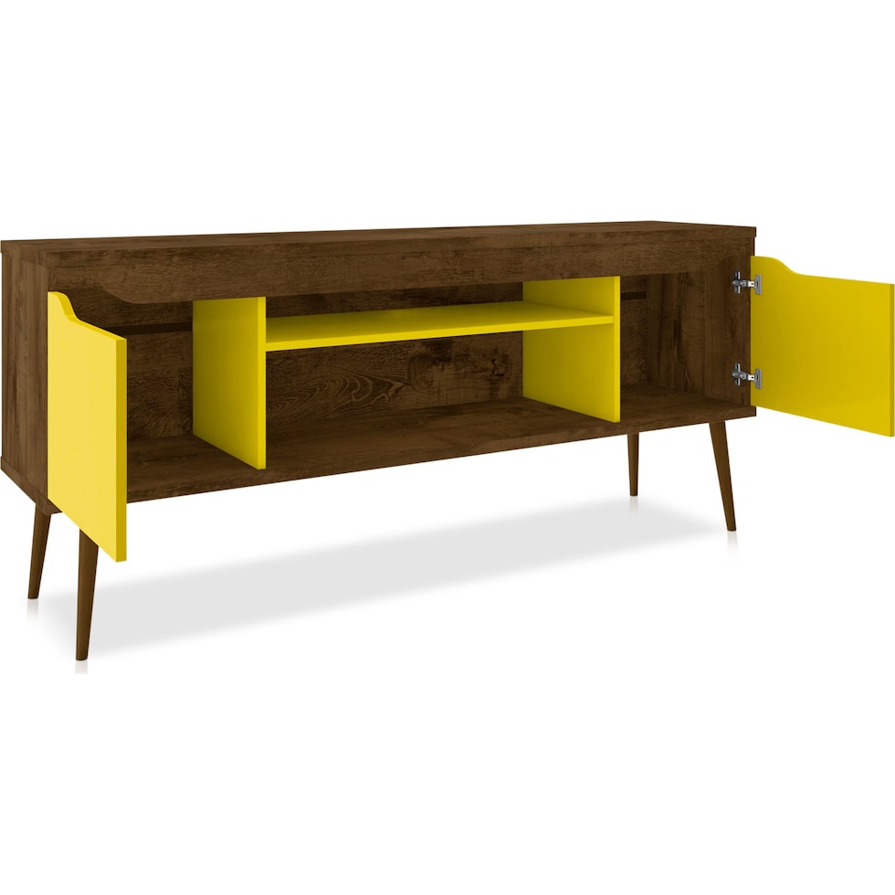 columbia brown yellow tv stand   