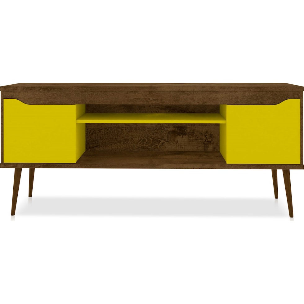columbia brown yellow tv stand   