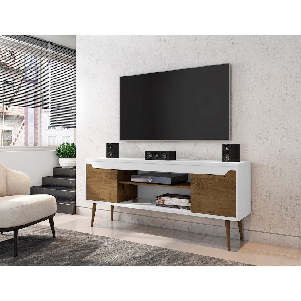 columbia white brown tv stand   