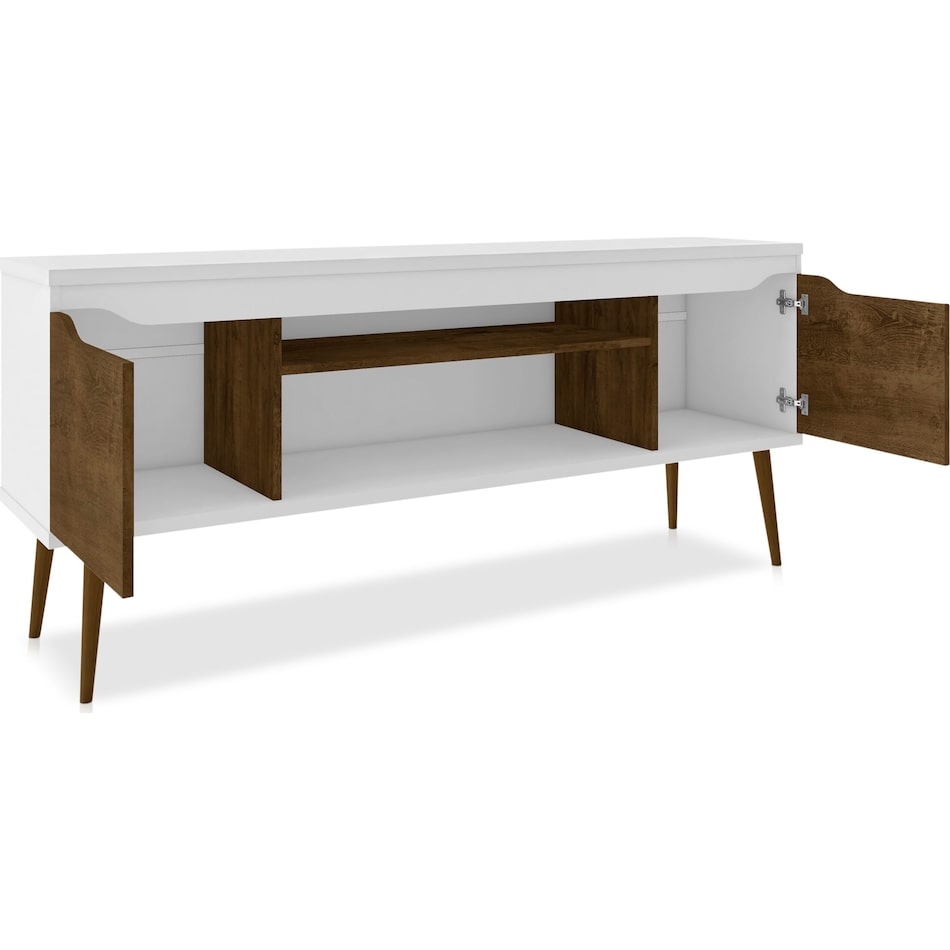 columbia white brown tv stand   