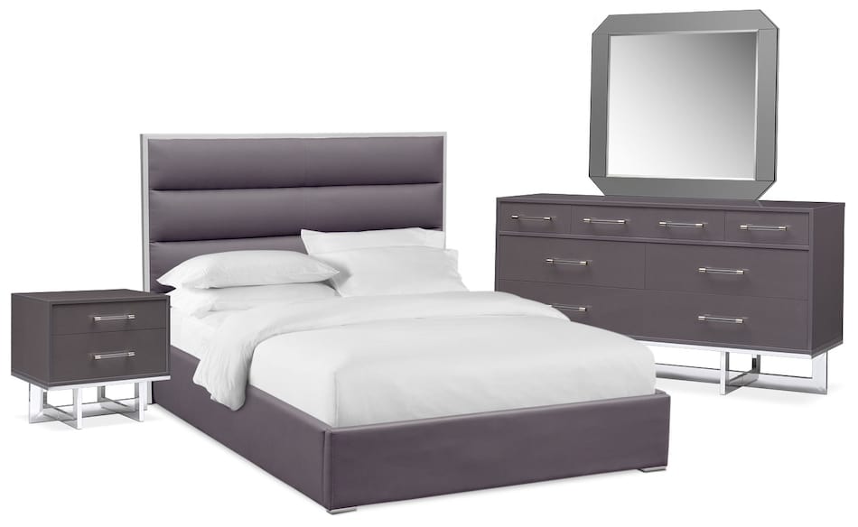 Concerto 6Piece Bedroom Set with Nightstand, Dresser and Mirror