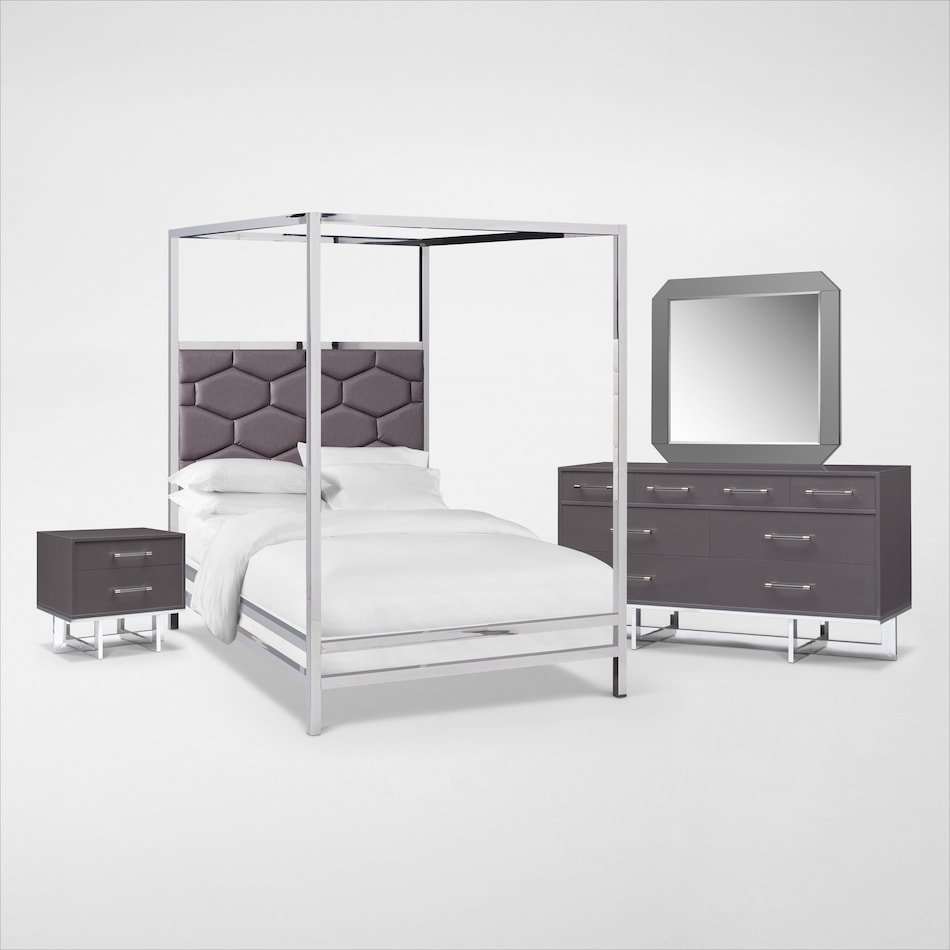 Concerto 6Piece Queen Canopy Bedroom Set with Nightstand, Dresser and