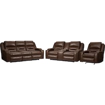 concourse dark brown  pc power reclining living room   