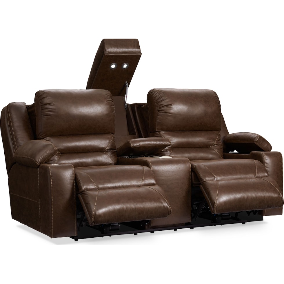 concourse dark brown  pc power reclining living room   