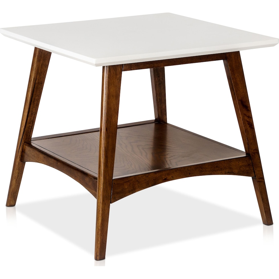 copa white pecan end table   