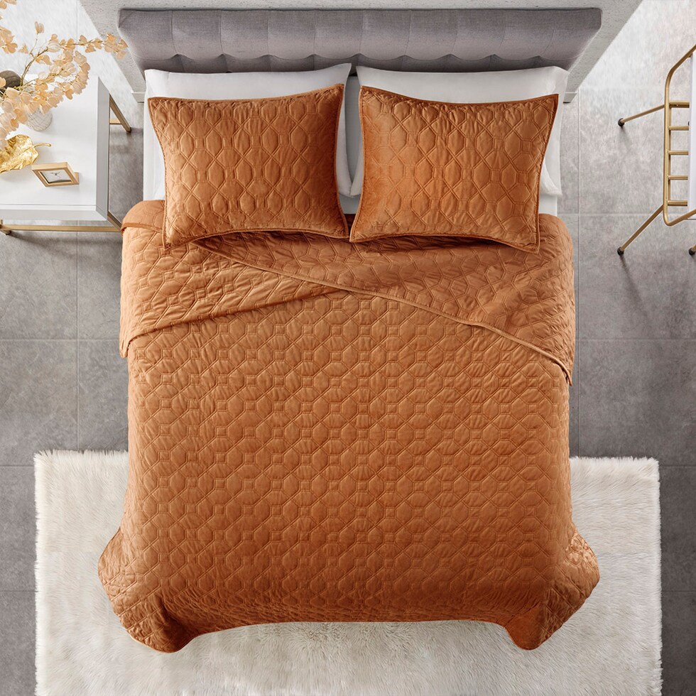 coraline orange full queen bedding set   