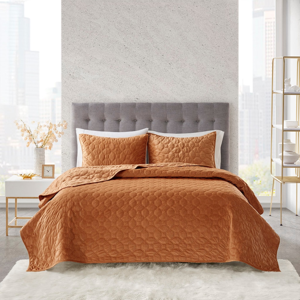 coraline orange full queen bedding set   