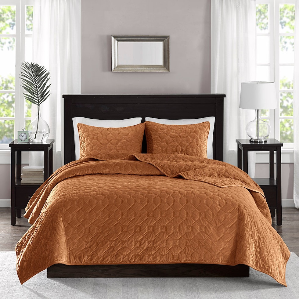coraline orange full queen bedding set   