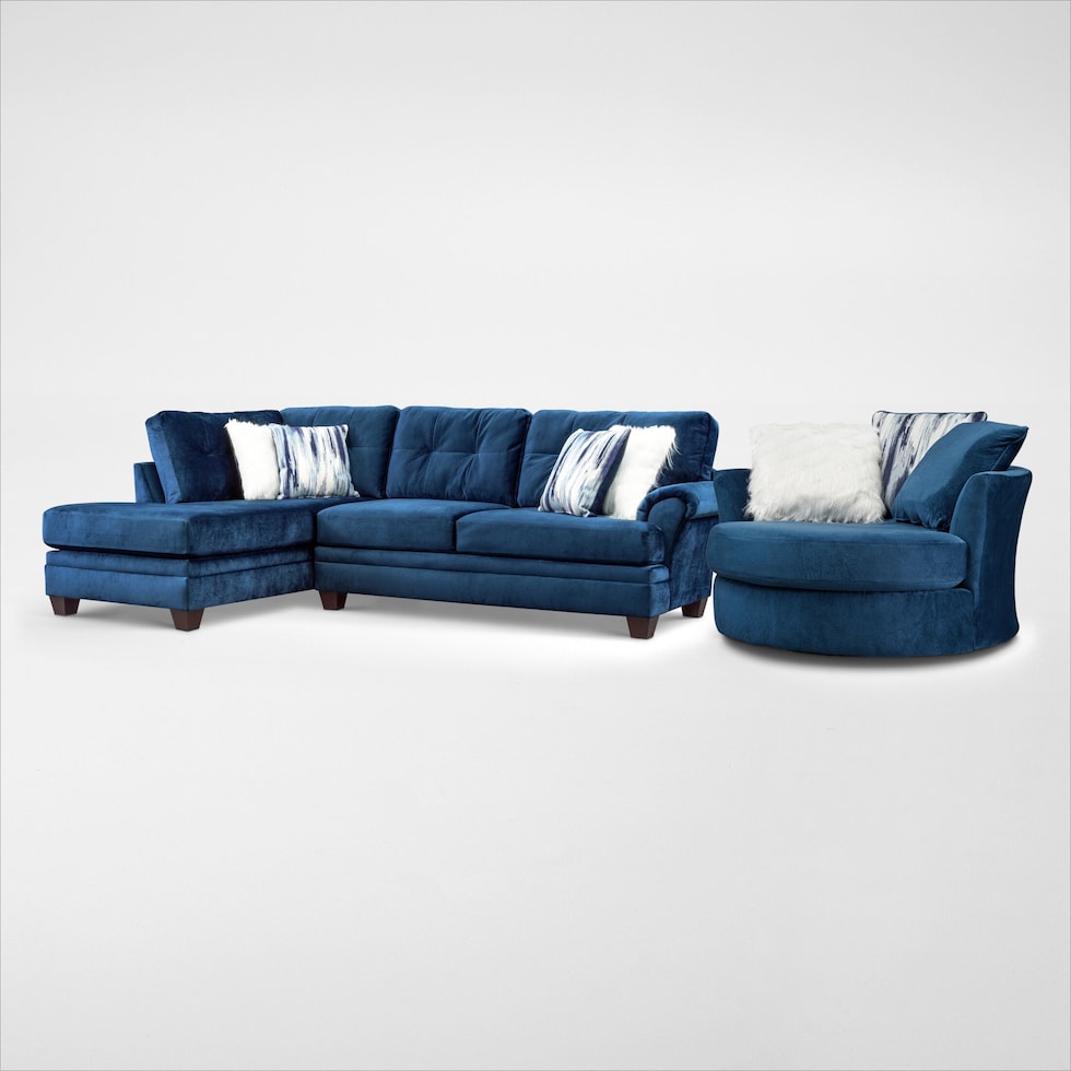 cordelle blue  pc sectional and chair   