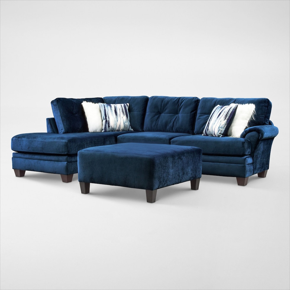 cordelle blue  pc sectional and ottoman   