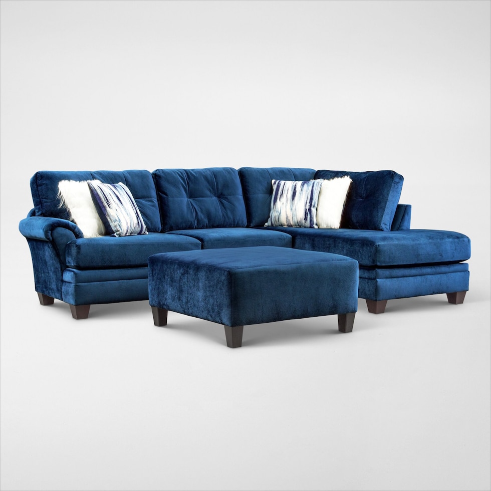 cordelle blue  pc sectional and ottoman   