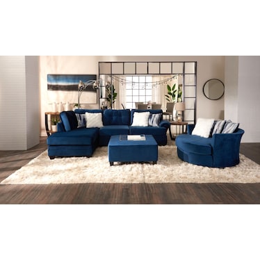 Cordelle 2-Piece Sectional with Left-Facing Chaise - Blue