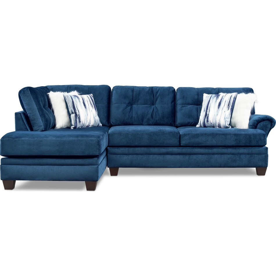 cordelle blue  pc sectional with left facing chaise   