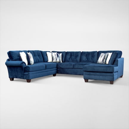 Cordelle 3-Piece Sectional with Right-Facing Chaise - Blue