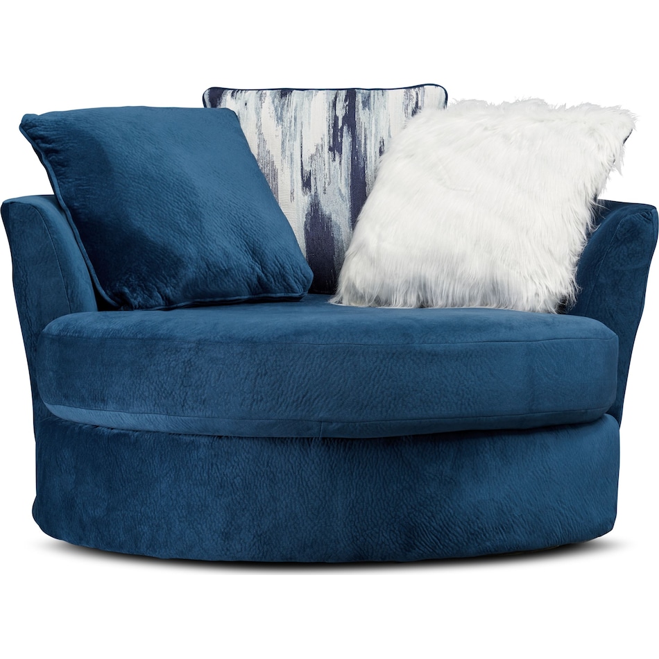 cordelle blue swivel chair   