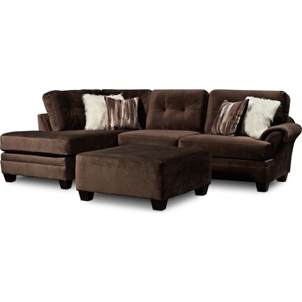 Cordelle 2-Piece Sectional with Left-Facing Chaise + FREE OTTOMAN - Chocolate