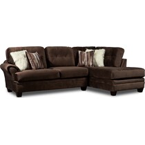 cordelle dark brown  pc sectional with chaise   