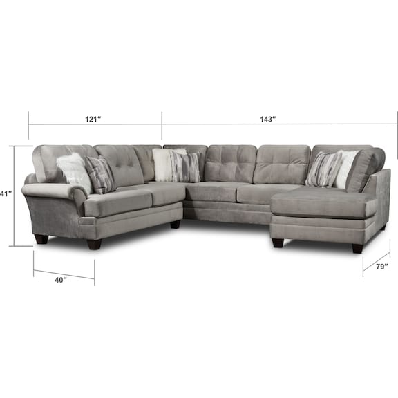 Living Room Furniture - Cordelle 3-Piece Sectional and Swivel Chair Set
