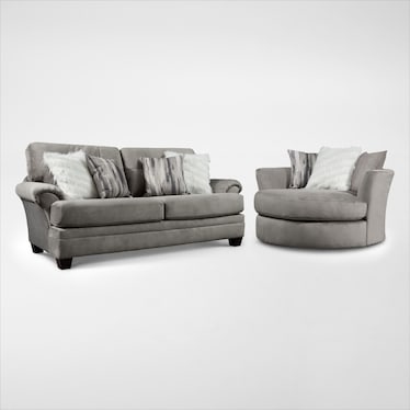 Cordelle Sofa and Swivel Chair Set - Gray