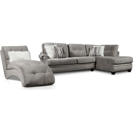 Cordelle 2-Piece Right-Facing Sectional and Chaise - Gray