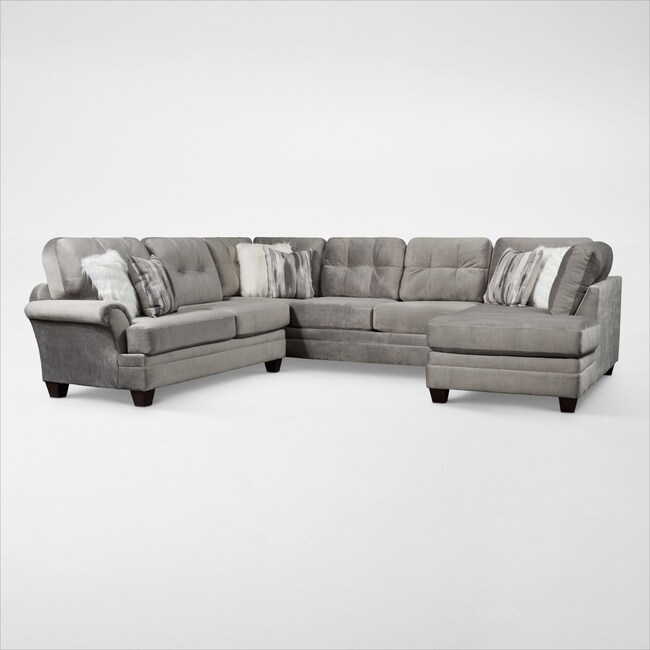 Cordelle 3 Piece Sectional With Chaise And Ottoman Value City Furniture And Mattresses