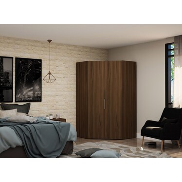 Cornell Corner Wardrobe Closet - Brown