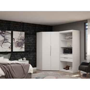 Cornell Set of 2 Semi-Open Corner Closets - White
