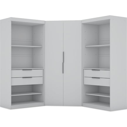 Cornell 3 Section Semi-Open Corner Closet - White
