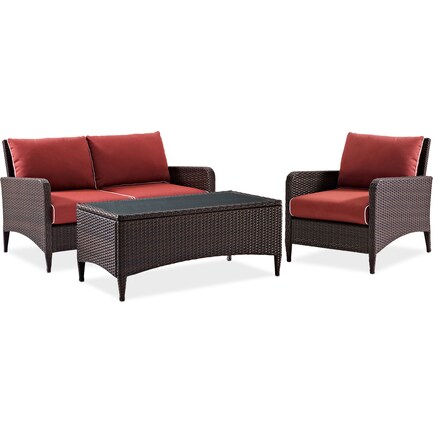 Corona Outdoor Loveseat, Chair and Coffee Table Set