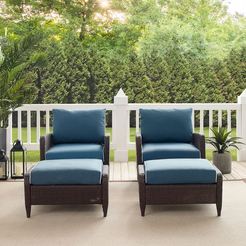 corona blue outdoor chair set   
