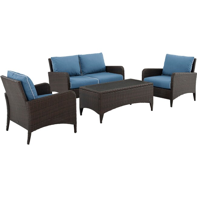 Outdoor Furniture - Corona Outdoor Loveseat, Set of 2 Chairs and Coffee Table