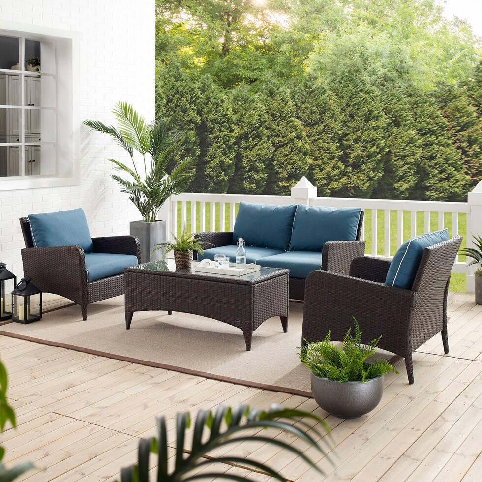corona blue outdoor loveseat set   