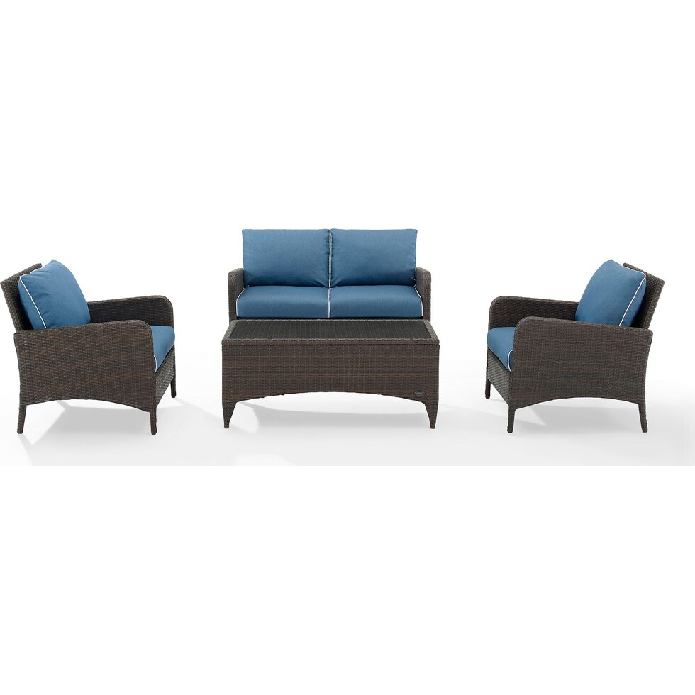 corona blue outdoor loveseat set   