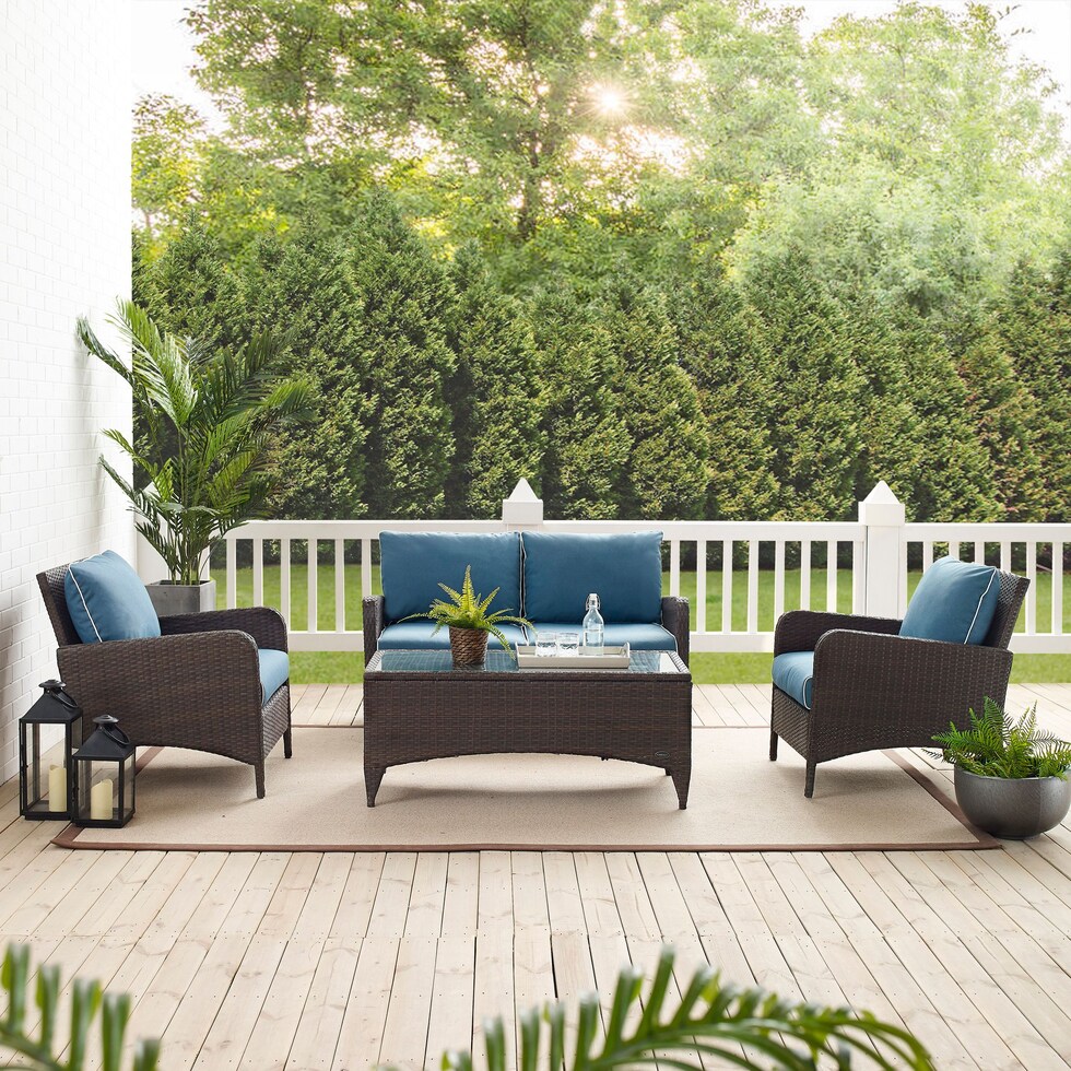 corona blue outdoor loveseat set   