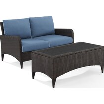 corona blue outdoor loveseat set   